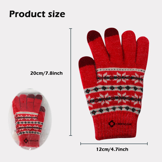 Winter wool gloves material: imitation rabbit wool yarn + conductive yarn + spandex.