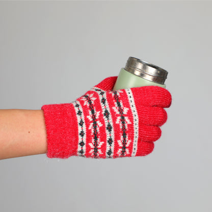 Winter wool gloves material: imitation rabbit wool yarn + conductive yarn + spandex.