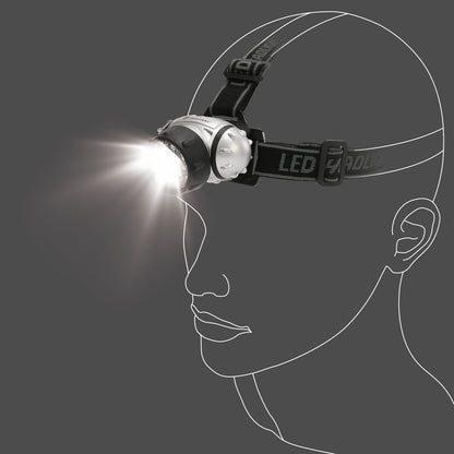 SIC-0003 LED-002-SIF "18 LED headlamp, single pack, silver-grey and black.