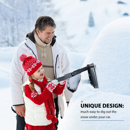 Folding Snow Shovel for Snow Removal with D-Grip Handle and Durable Aluminum Edge Blade (Black, Blade 9")