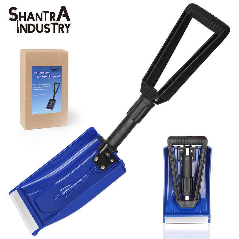 SHANTRAINDUSTRY Collapsible Snow Shovel with D-Grip Handle and Durable Aluminum Edge Blade, an Ideal Accessory for Your Car, Truck, Recreational Vehicle, etc. (Blade 6")