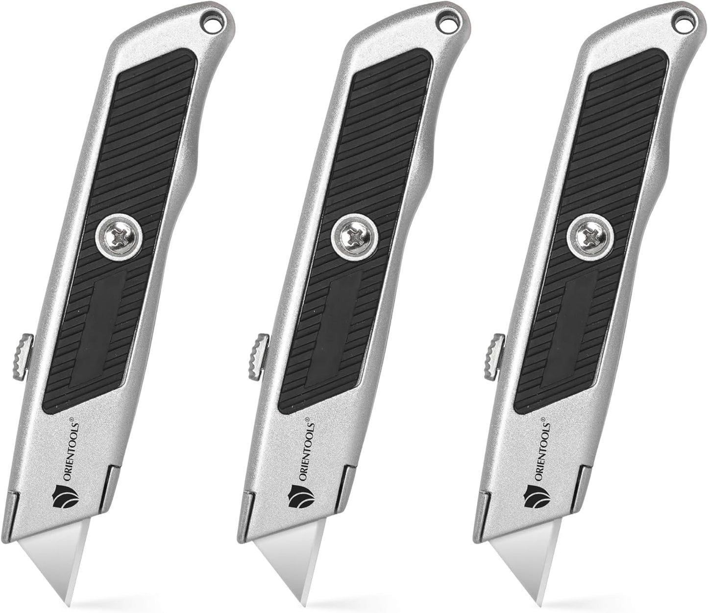 Utility Knife Safety Heavy Duty Box Cutter 3 Position Locking Blade Retractable 3-Pack Set