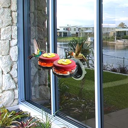 Handheld Hummingbird Feeders with Window Mount Suction Cup Accessory (Set of 2)