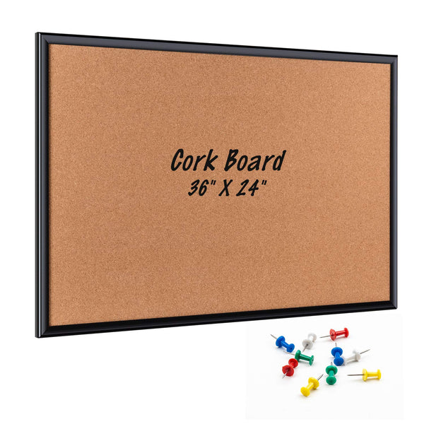 Cork Board with 10 Color Pins (36*24 Inches)