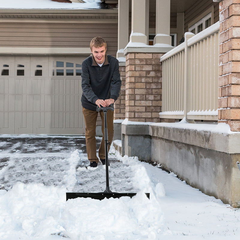 ORIENTOOLS Heavy Duty Snow Shovel with Ergonomic Handle Grip and Strong Anti-Impact Blade, Super Easy Installation Snow Pusher, Perfect for Shoveling or Pushing Snow (30" Blade).
