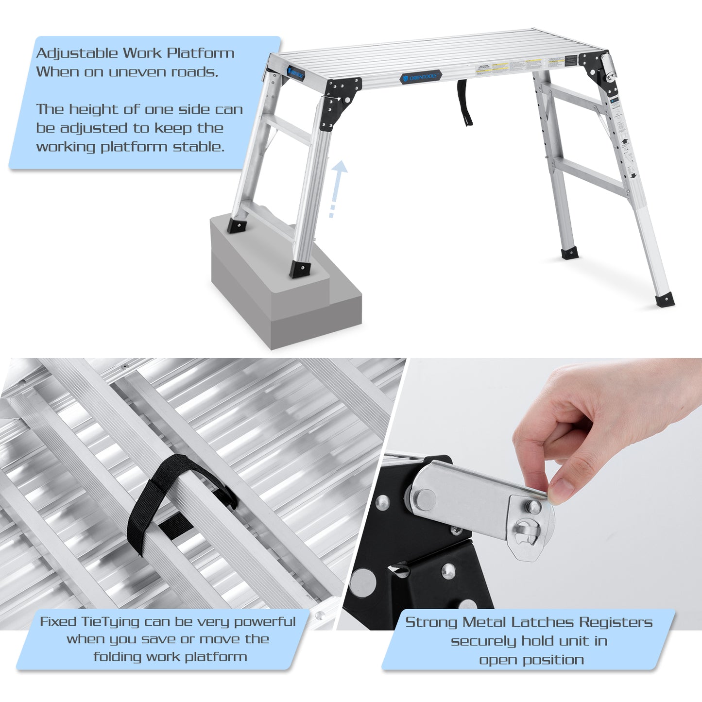 Portable Folding Aluminum Adjustable Height 25 to 35 inches Work Platform Step Ladder