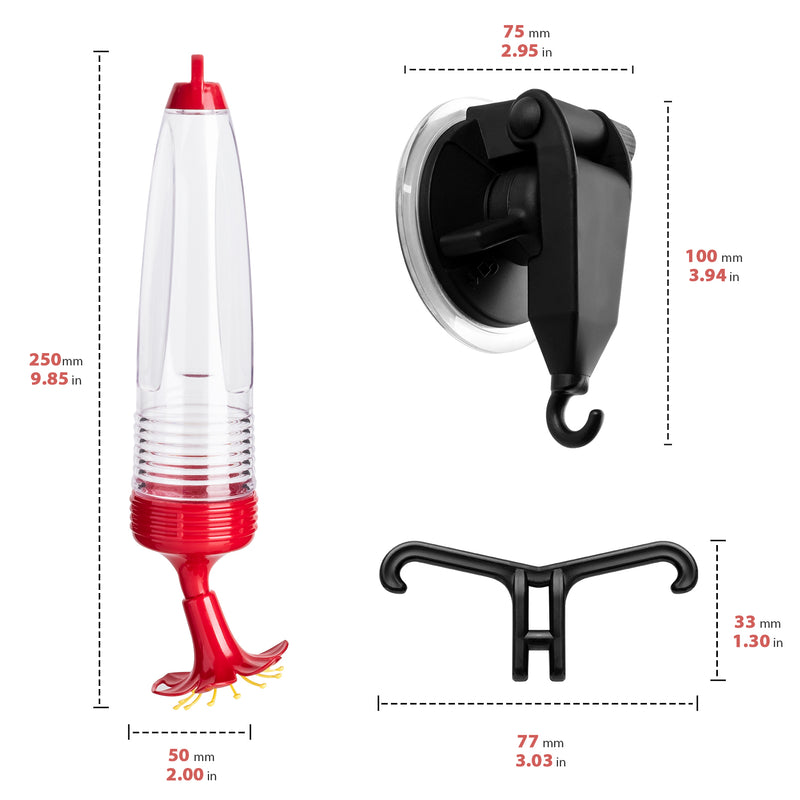 Hummingbird Feeder with Window Mount Suction Cup, 2-Pack