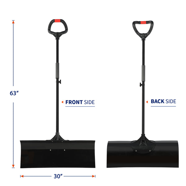 ORIENTOOLS Heavy Duty Snow Shovel with Ergonomic Handle Grip and Strong Anti-Impact Blade, Super Easy Installation Snow Pusher, Perfect for Shoveling or Pushing Snow (30" Blade).