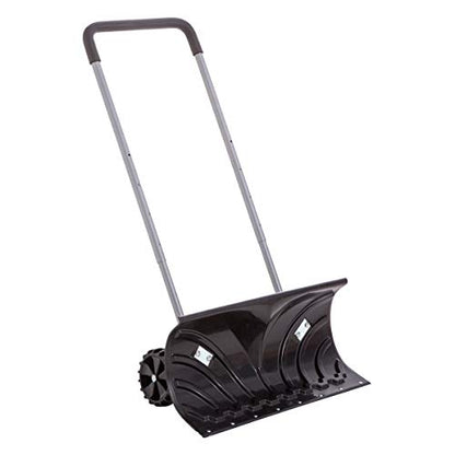 Thickened Aluminum Tube Snow Pusher Snow Shovel with 6" Wheels and 26" Wide Blade