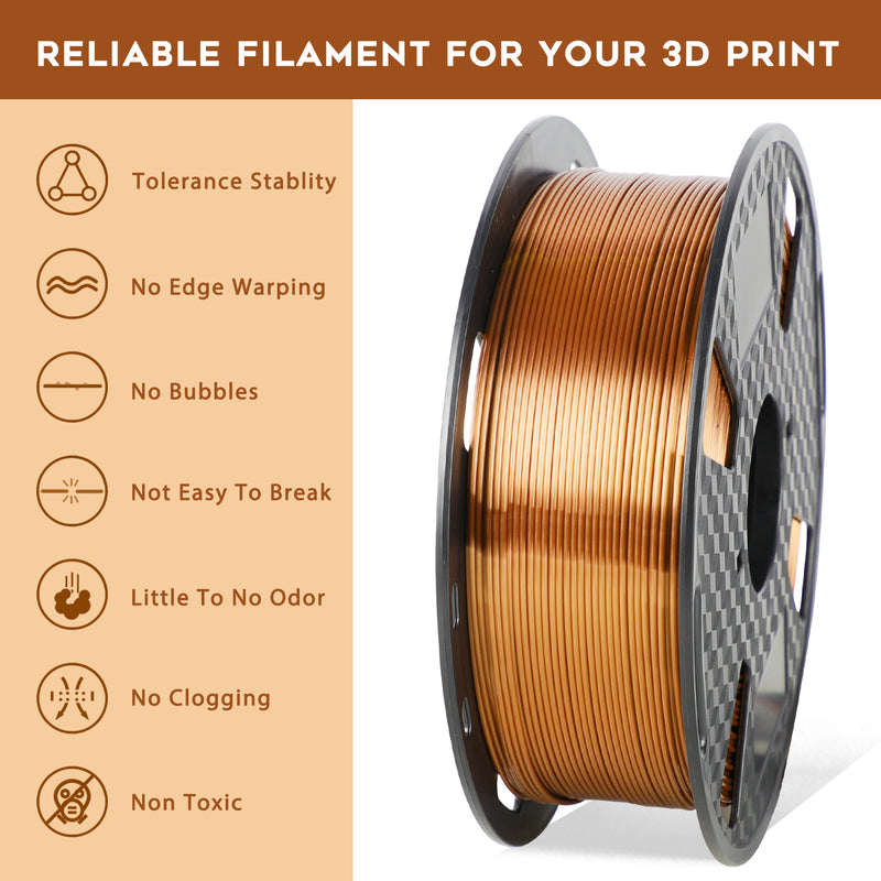 ORIENTOOLS PLA Silk 3D Printer Filament 1.75mm, Dimensional Accuracy +/- 0.05 mm, 1kg Spool (2.2lbs), Purple, Fit Most FDM Printer