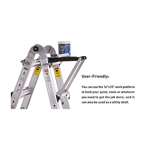 Ladder Work Platform, Ladder Accessory with 375-Pound Rated