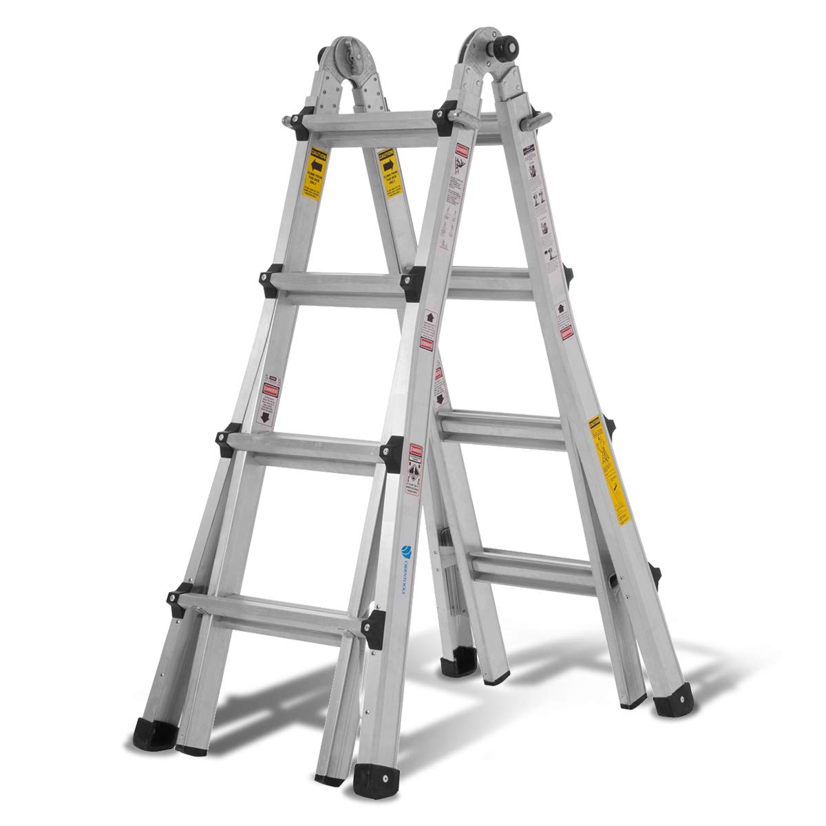 Aluminum Multi-Purpose Telescopic Ladder 17 ft with Two Wheels