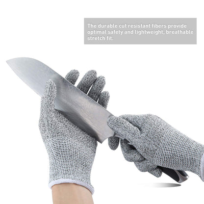 2 Pack of Cut Resistant Gloves with Level 5 Protection (Blue&Grey M/L/XL)