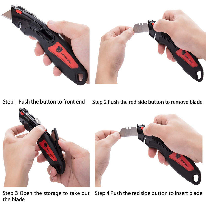 Auto Retractable Heavy Duty Utility Knife (9 Blades, 3 Pack)